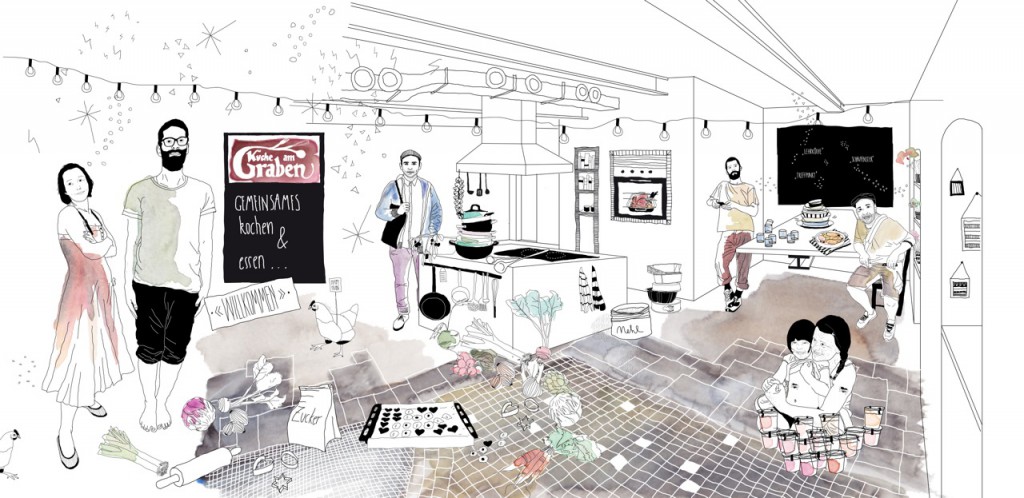 illustration küche am graben
