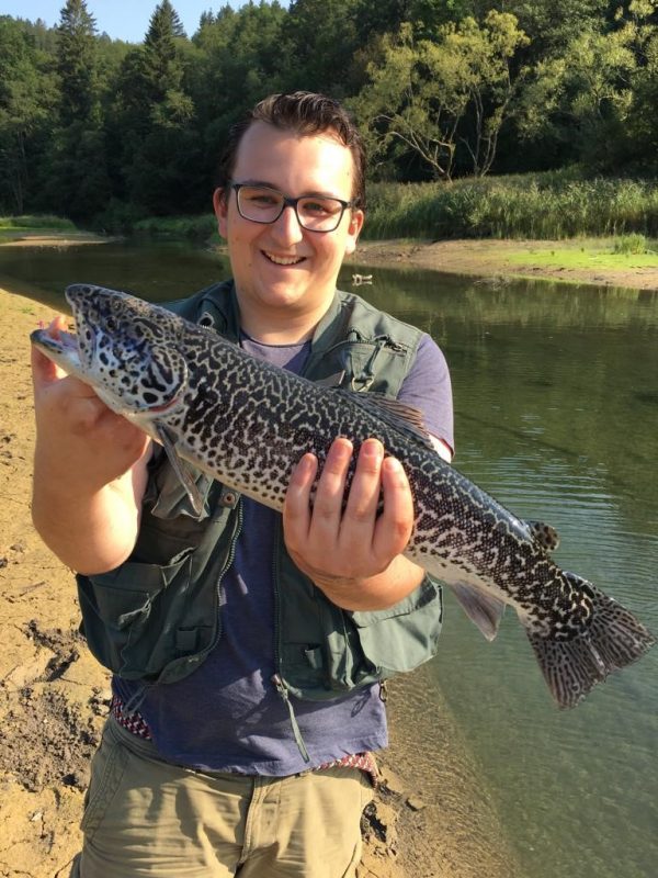 »So einen Fisch hatte ich noch nie gesehen«, bekennt David Hawlicek. Kein Wunder: Tigerforelle sind höchst selten.  (Foto: Hawlicek)
