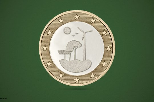 Eine Euromünze mit Umweltmotiv