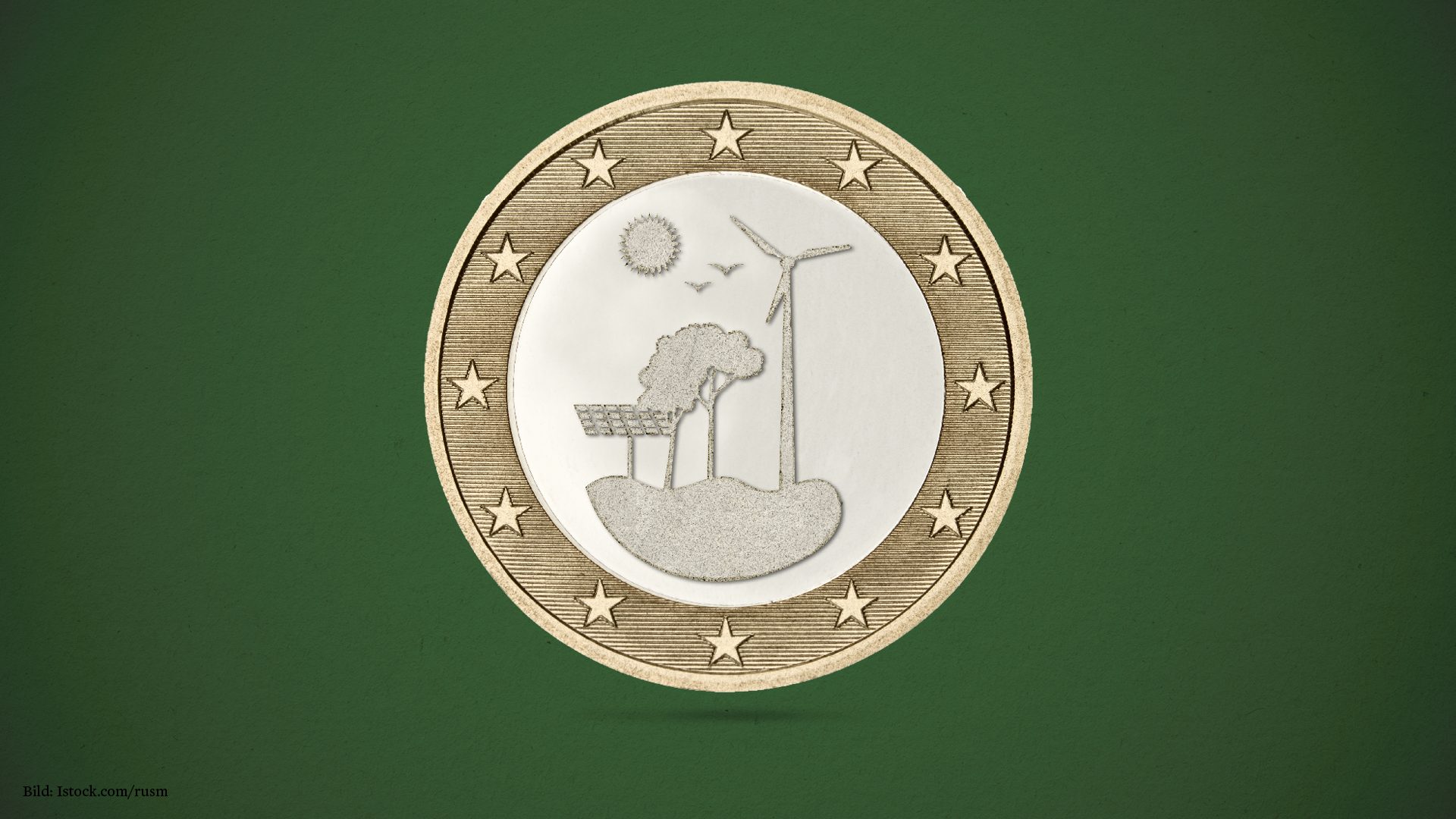 Eine Euromünze mit Umweltmotiv