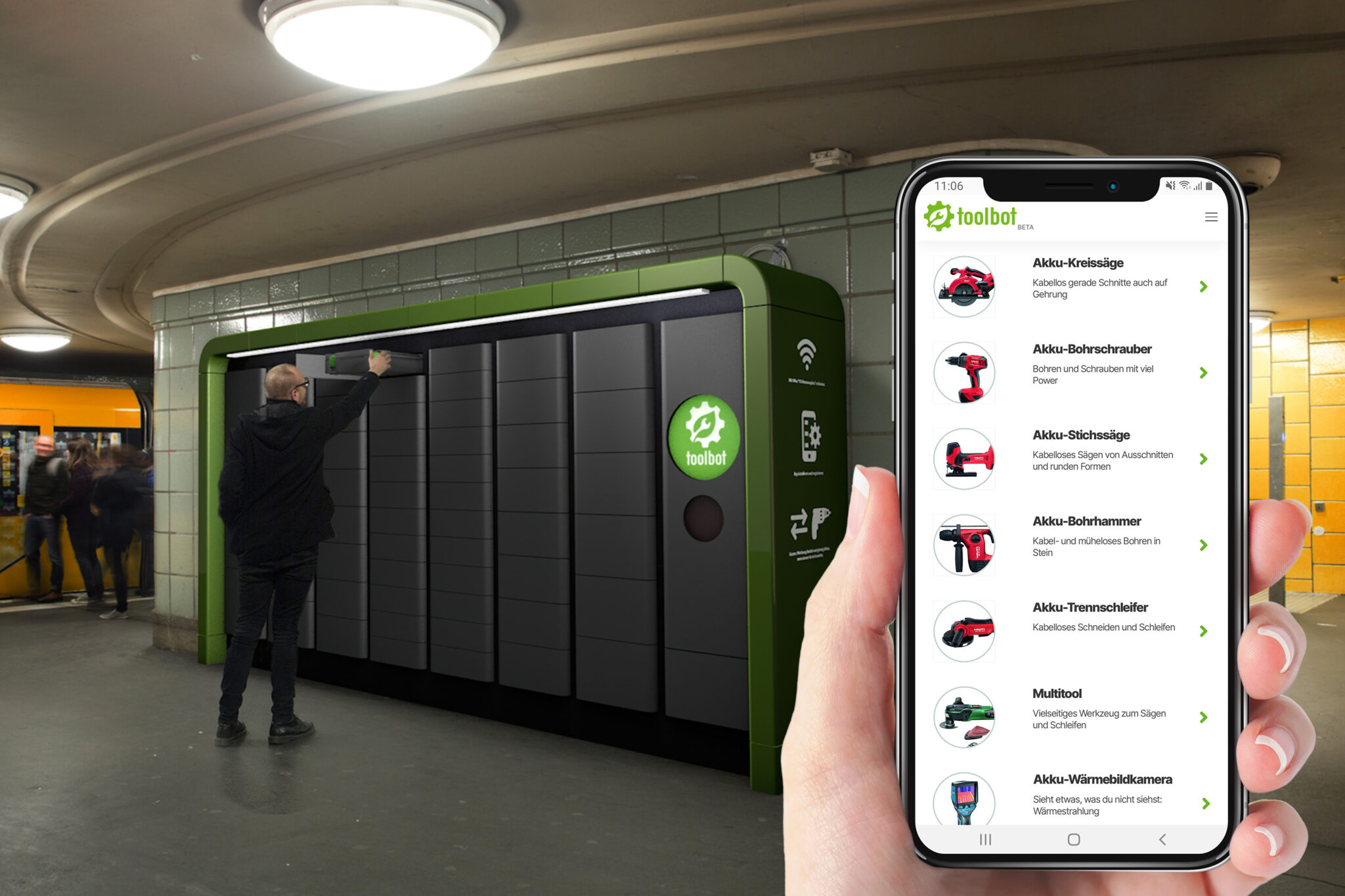 Mockup: So könnte ein Toolbot in iner Öffi-Station aussehen.
