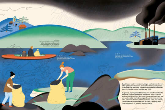 Eine illustrierte Seite aus dem Buch «Donau. Ein Magischer Fluss»