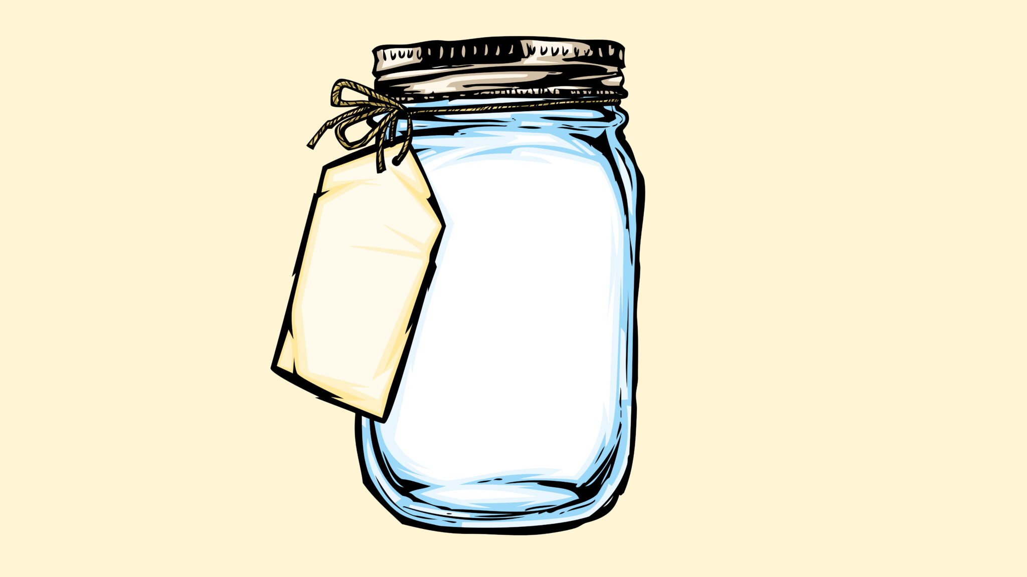 Ein leeres illustriertes Einmachglas.