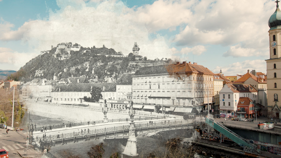 Graz in moderner und alter Ansicht.
