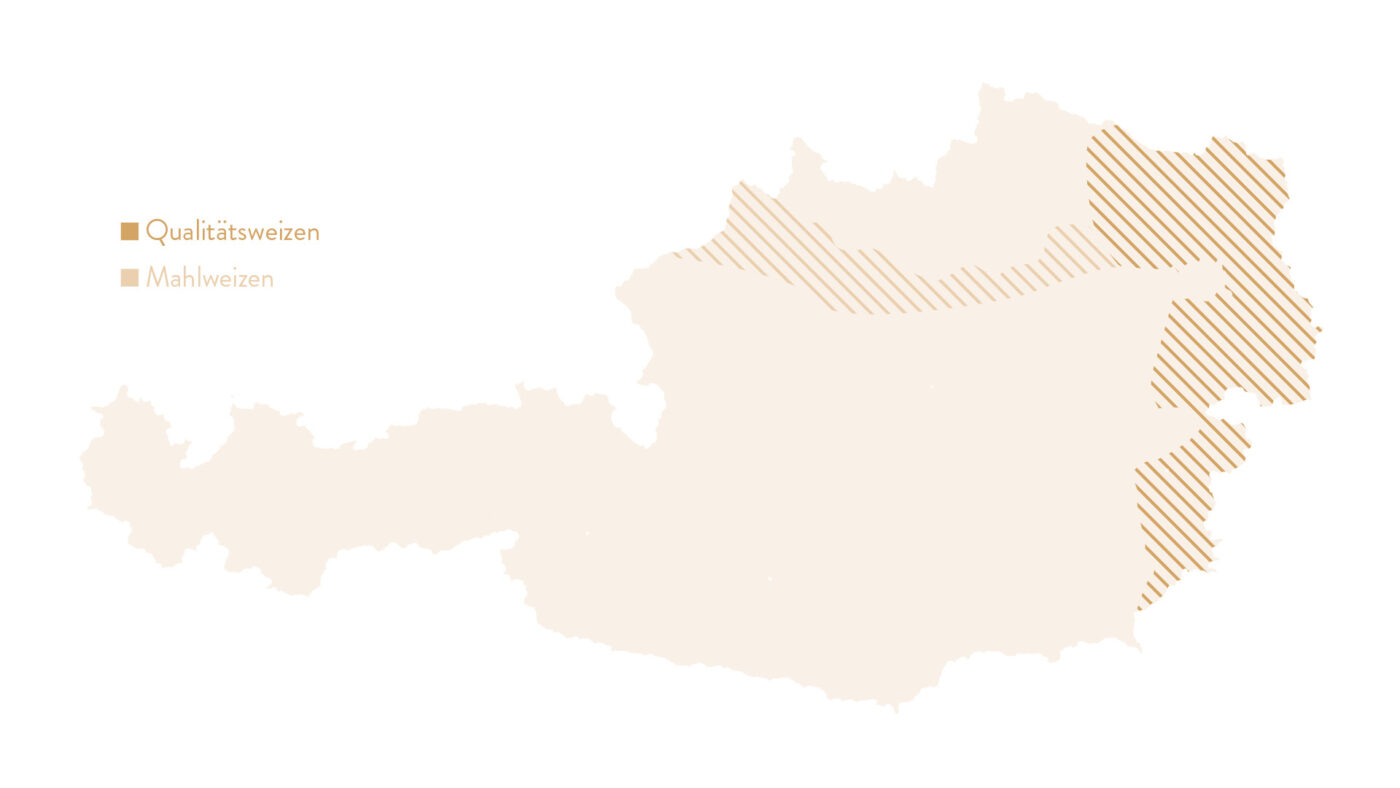 Die Anbauflächen von Weizenarten in Österreich.