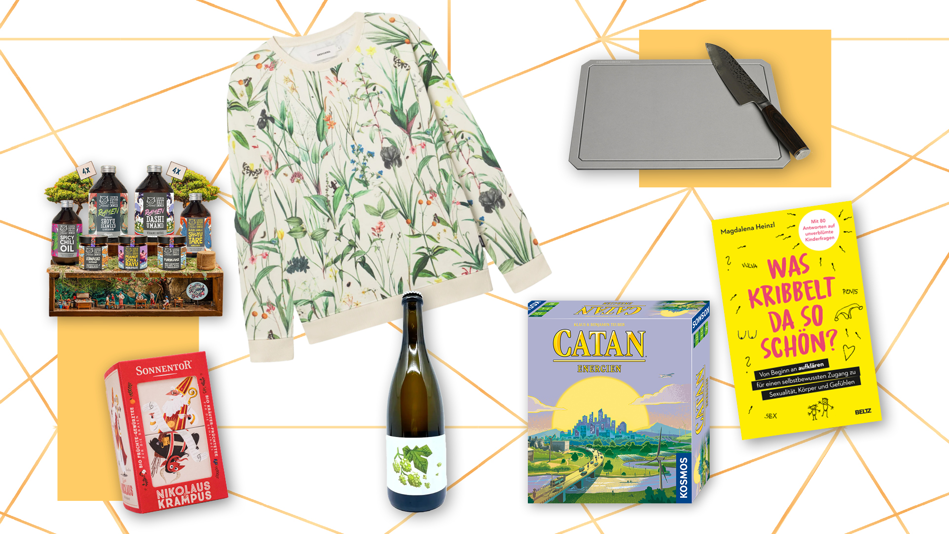 Eine Collage aus verschiedenen Produkten.