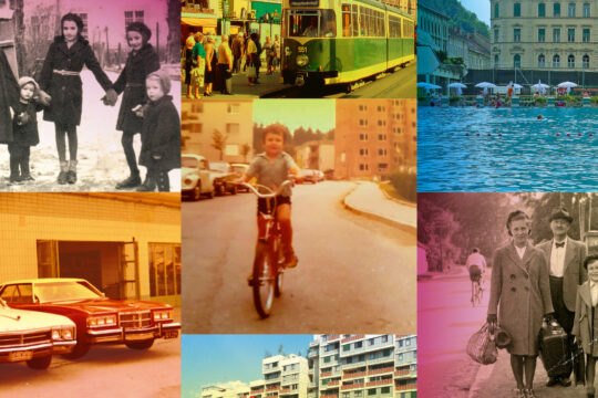 Eine Collage mit mehreren alten und neuen Fotos aus der Stadt Graz.