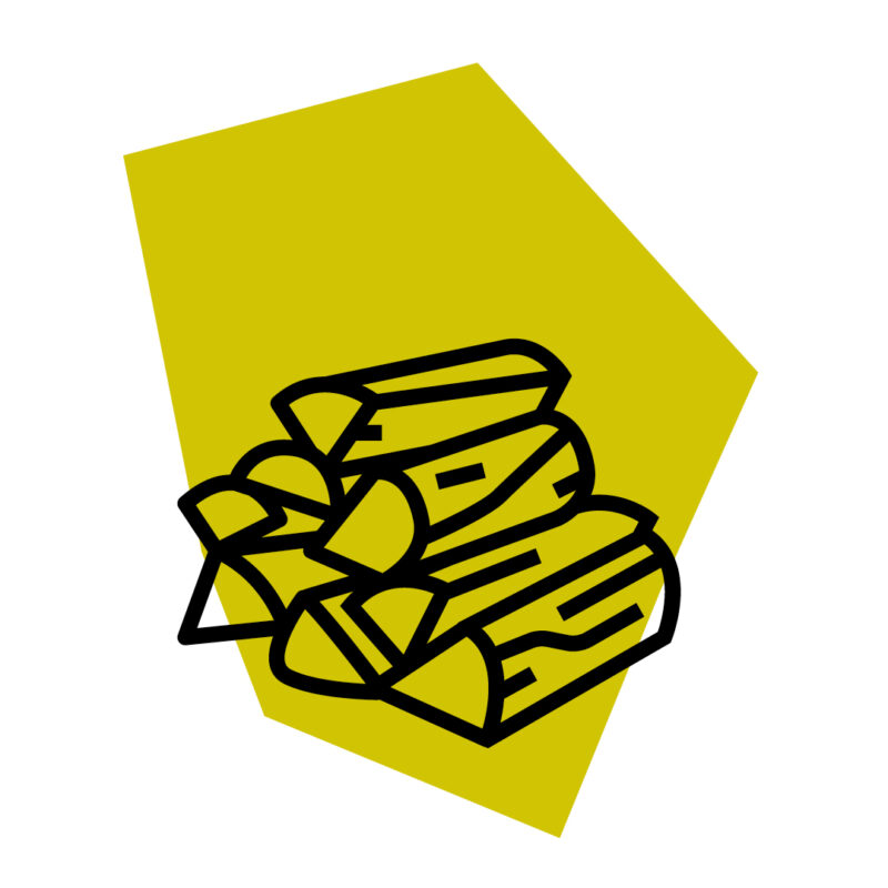 Eine Illustration von Holzsscheiten.