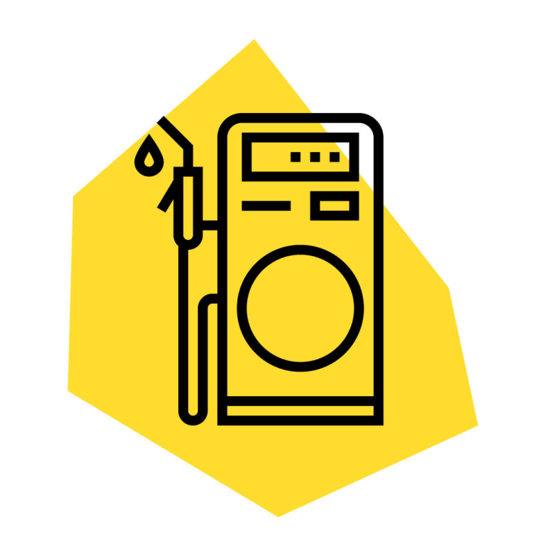 Eine Illustration einer Auto-Zapfanlage.