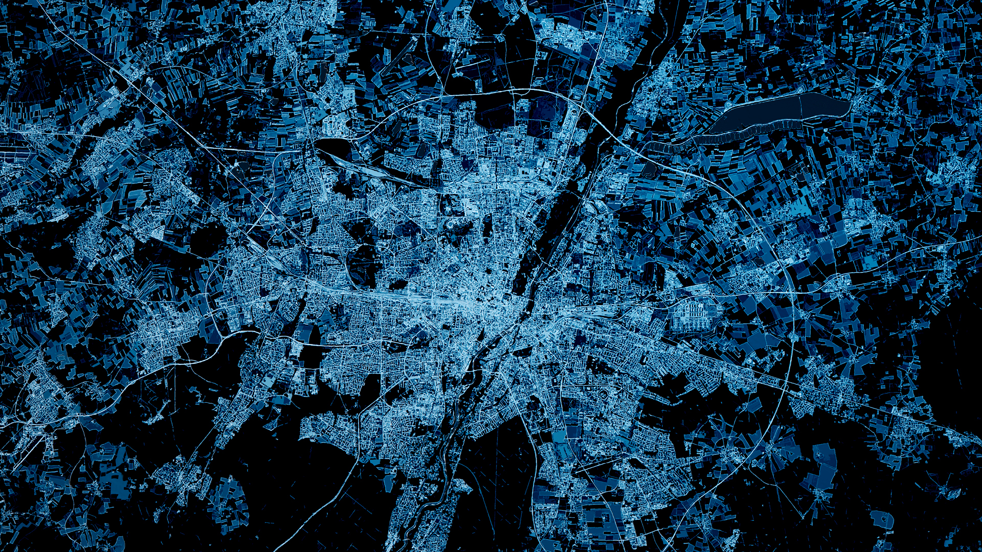 Ein digitales Rendering einer Stadt.