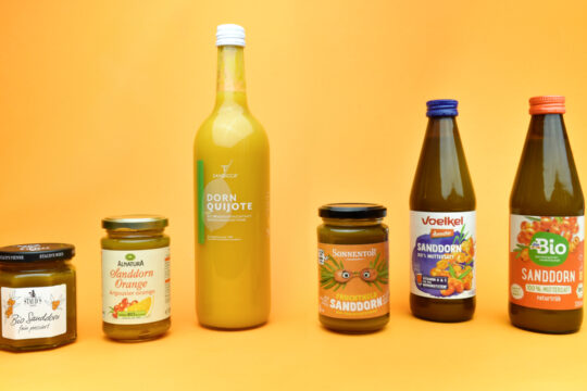 Diverse Sanddorn-Produkte.