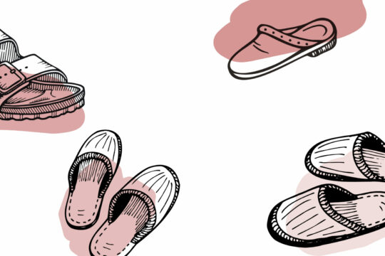 Illustration verschiedener Hausschuhe.