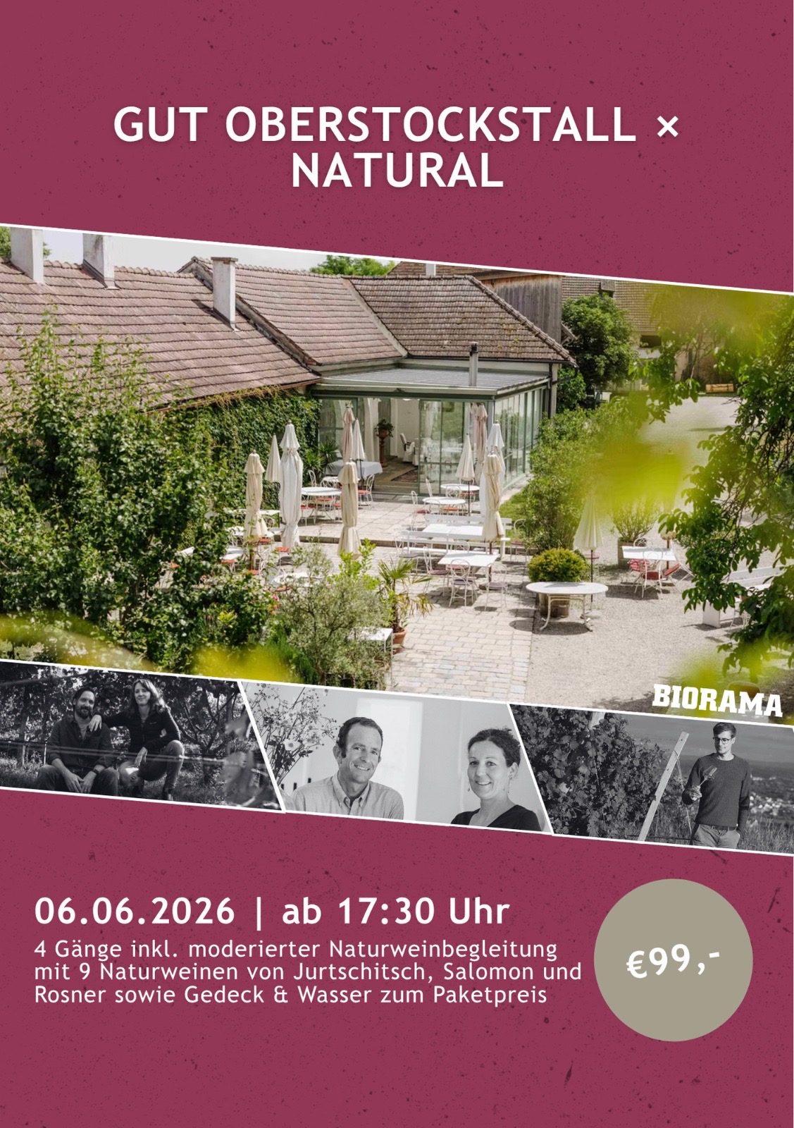Flyer für ein Event von Gut Oberstocktall gemeinsam mit Natural