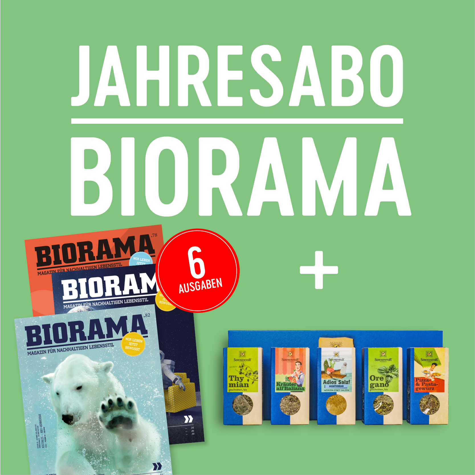 BIORAMA Jahresabo inkl. Prämie SONNENTOR Geschenkset Bella Italia